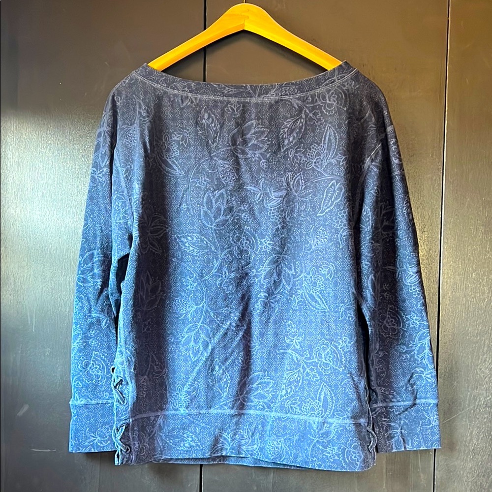Prana Navy Blue floral patterned long sleeve